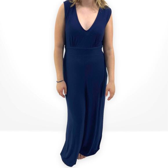 SAGE THE LABEL Blue Sleeveless V-Neck Jumpsuit - Picture 6 of 6